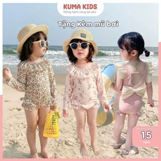 Đồ bơi liền thân cho bé gái bikini một mảnh dễ thương Kuma Kids , áo tắm đi biển cho trẻ em KDB04
