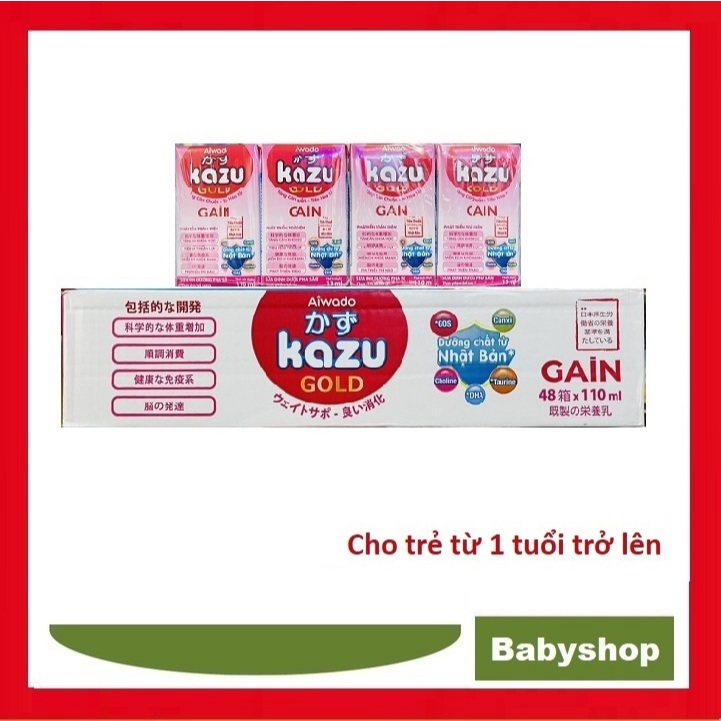 Sữa Kazu Gold Gain pha sẵn 110ml Thùng 48 hộp.