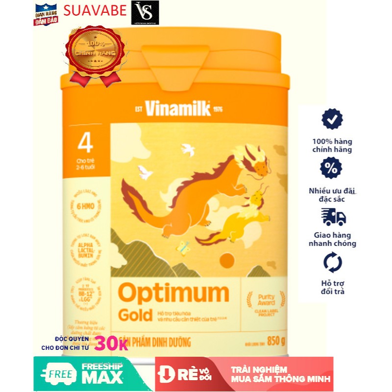 Bộ 2 Sữa bột Vinamilk Optimum Gold Step 4 850g