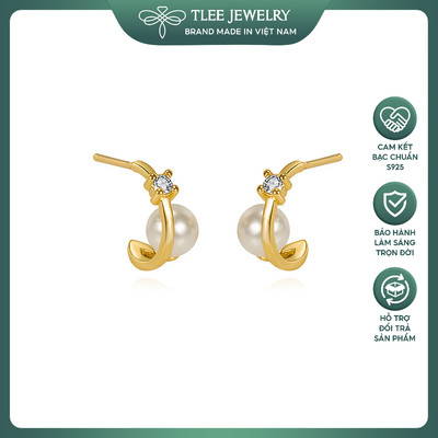 Khuyên tai bạc nữ TLEE Noemy đính trai nữ tính TLEE JEWELRY B0179