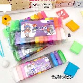 Đất Nặn Tự Khô, Đất Sét Siêu Nhẹ 12-24 màu Soft Clay Không Dính Tay Hót Hít