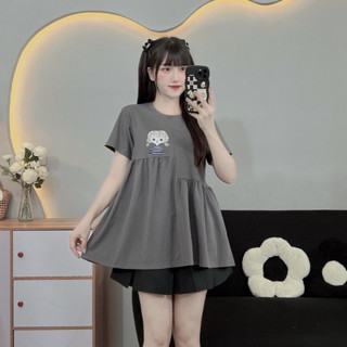 Có size 100kg- Áo bầu bigsize chất cotton in hình cô gái