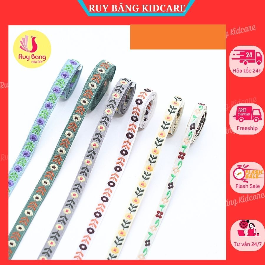 {GIÁ 2MET} Ruy băng hoa thêu chỉ 1cm