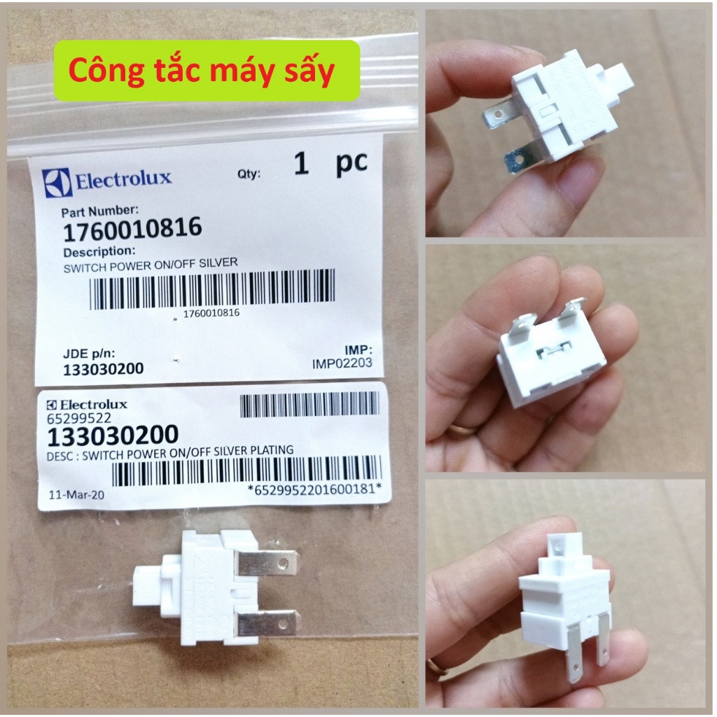 Nút công tắc nguồn máy sấy Electrolux 6kg, 7kg, 7.5kg, 8kg chính hãng