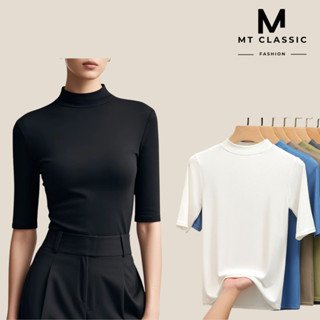 (Hỏa tốc HCM) Áo thun cổ lọ cọc tay, áo thun tay lỡ cổ cao 3cm dáng hàn quốc nhẹ nhàng, chất thun cao cấp - Mt Classic
