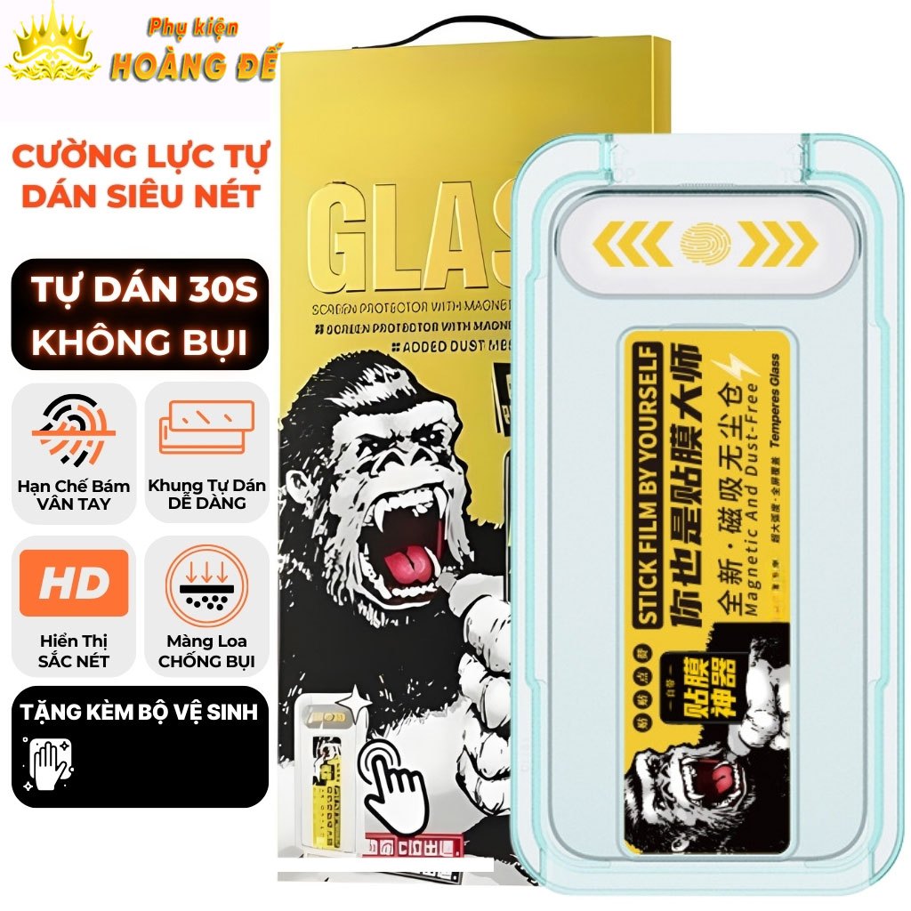 Cường Lực KingKong iPhone tự dán tự hút bụi Chống Nhìn Trộm iPhone 15 pro max 17 Pro max 16 pro max 14Promax 13 12 11 Xr