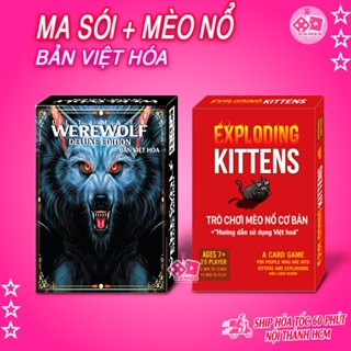 COMBO Ma Sói Ultimate + Mèo Nổ Việt Hóa phiên bản cao cấp chất giấy dày cán màng