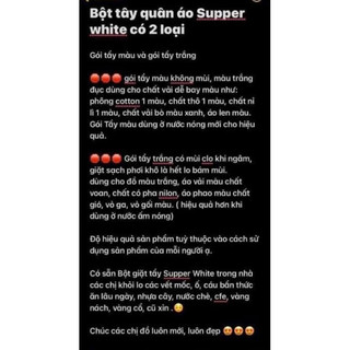 Bột tẩy mốc quần áo super white,tẩy các vết nhựa cây,ố vàng trên vải