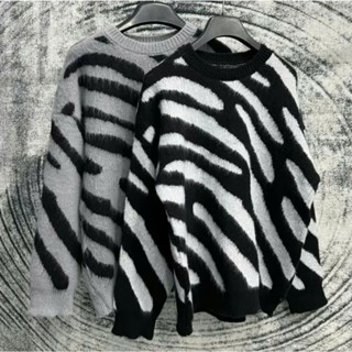 Áo Len Dệt Kim Ngựa Vằn Dài Tay Cổ Tròn Unisex Nam Nữ, Áo Len Unisex Form Rộng Hottrend