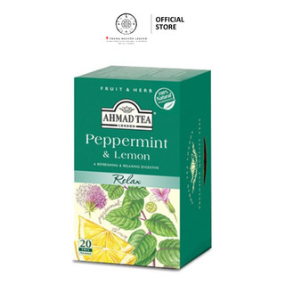 Trà thảo mộc túi lọc ahmad peppermint & lemon relax - trà ahmad bạc hà cay & chanh hộp giấy bao thiếc 40g