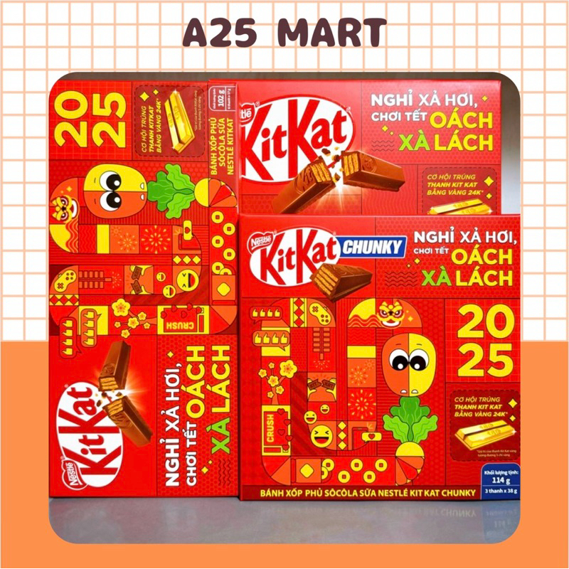 (Mẫu Tết Có Thẻ Cào) Bánh Xốp Nestle KitKat Phủ Socola Truyền Thống