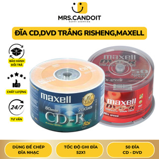 Đĩa CD,DVD trắng Risheng,maxell hộp 50 cái dung lượng cực cao - JL