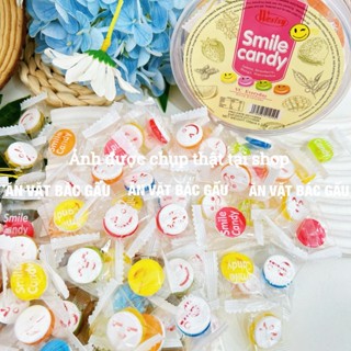  Hộp kẹo mặt cười Smile 100 cái với vị chanh dâu xoài dưa hấu thơm ngon đồ ăn vặt giá rẻ 