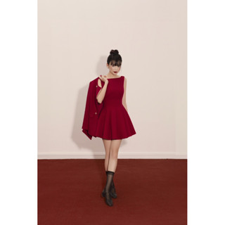 Đầm Nữ BERRY DRESS thiết kế đỏ đô xoè cá sang trọng thanh lịch dự tiệc by Cherine