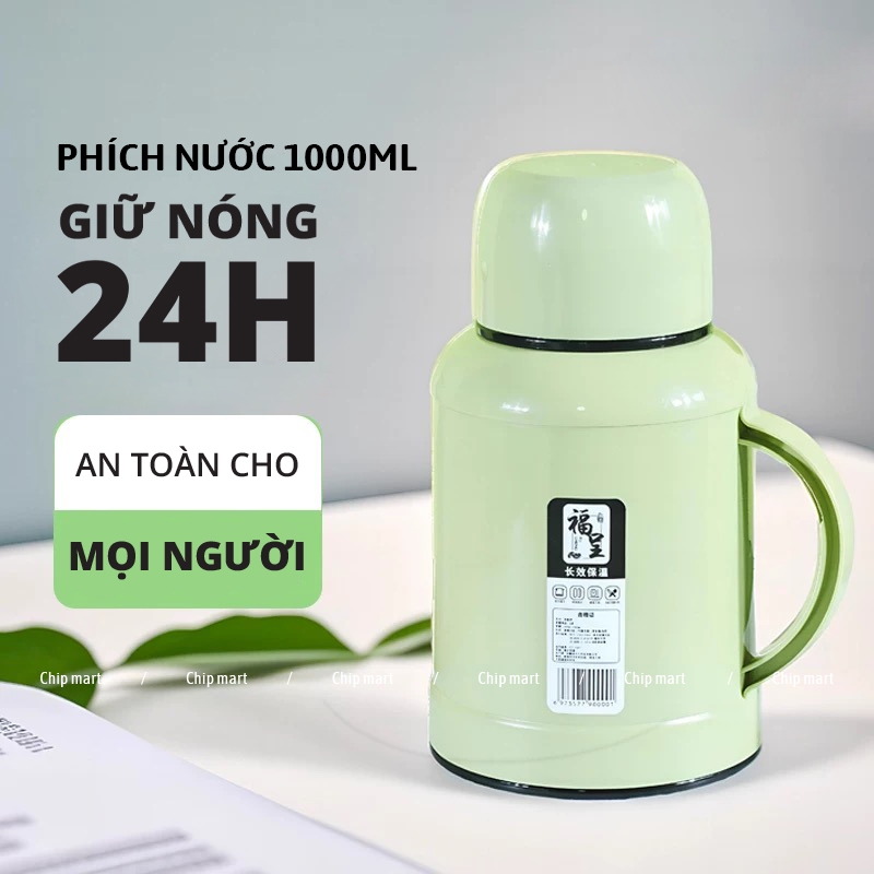  Bình Thủy Mini 1L - Ấm Nước Phích Giữ Nhiệt Mini 1000ml Nhỏ Gọn Tiện Lợi Giữ Nhiệt 24h - B56 