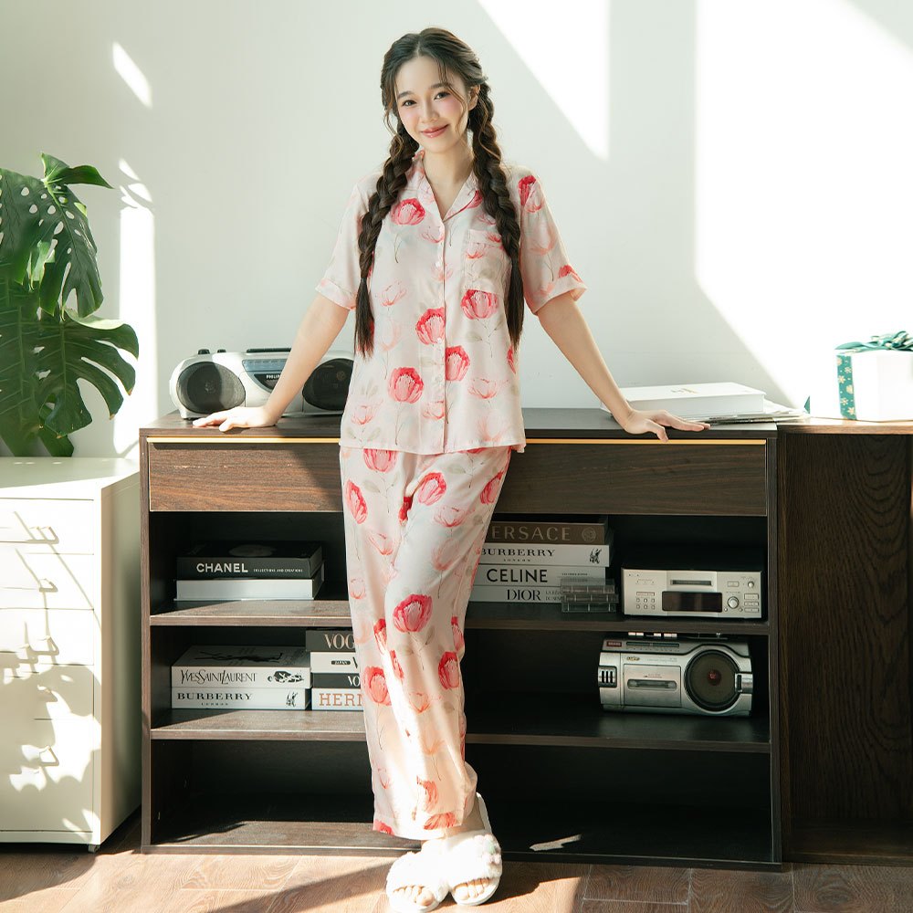 VIBES Pijama dài Lụa gấm Jolie Long Py Set