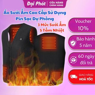 Áo Khoác Điện, Áo Sưởi Ấm Công Nghệ Nhật Bản 9 Điểm Nhiệt, Bộ Sưởi Điều Chỉnh Nhiệt Độ Từ 45- 65 Độ