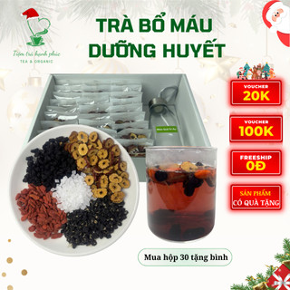 Trà Bổ Máu Dưỡng Huyết 18Gr (Hắc kỷ tử, kỷ tử đỏ Ninh Hạ, dâu tằm sấy lạnh, táo đỏ thái lát Tân Cương, đường phèn)