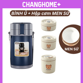 Hộp đựng cơm giữ nhiệt văn phòng BÌNH Ủ MEN SỨ ChangHome+ giữ nhiệt 10-15h, an toàn cho sức khỏe, chống tràn