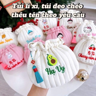   THÊU TÊN  Túi Lì Xì Thêu Tên Theo Yêu Cầu Cho Bé Phong Cách Hàn Quốc Túi đeo chéo Túi Lì Xì Tết 2025 Banie Baby 
