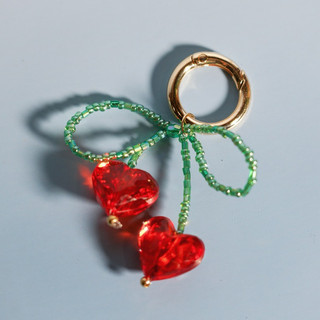 Dây chuyền ngọc trai mặt nơ đỏ/nơ cherry handmade