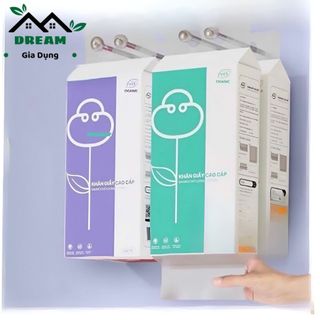 Thùng 4 Bịch Giấy vệ sinh treo tường organic 3 màu, khăn giấy rút treo tường 1280 tờ,1 tờ 4 lớp siêu dai mềm mịn
