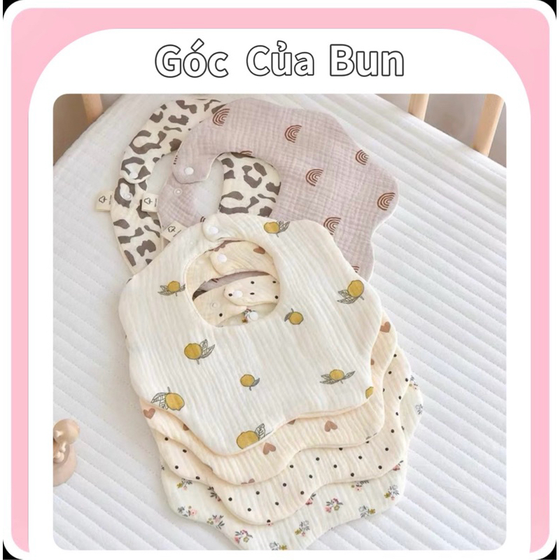 Yếm xô Muslin 6 lớp cho bé , Yếm ăn dặm siêu thấm hút dành cho Bé Trai Và bé Gái, Sơ Sinh
