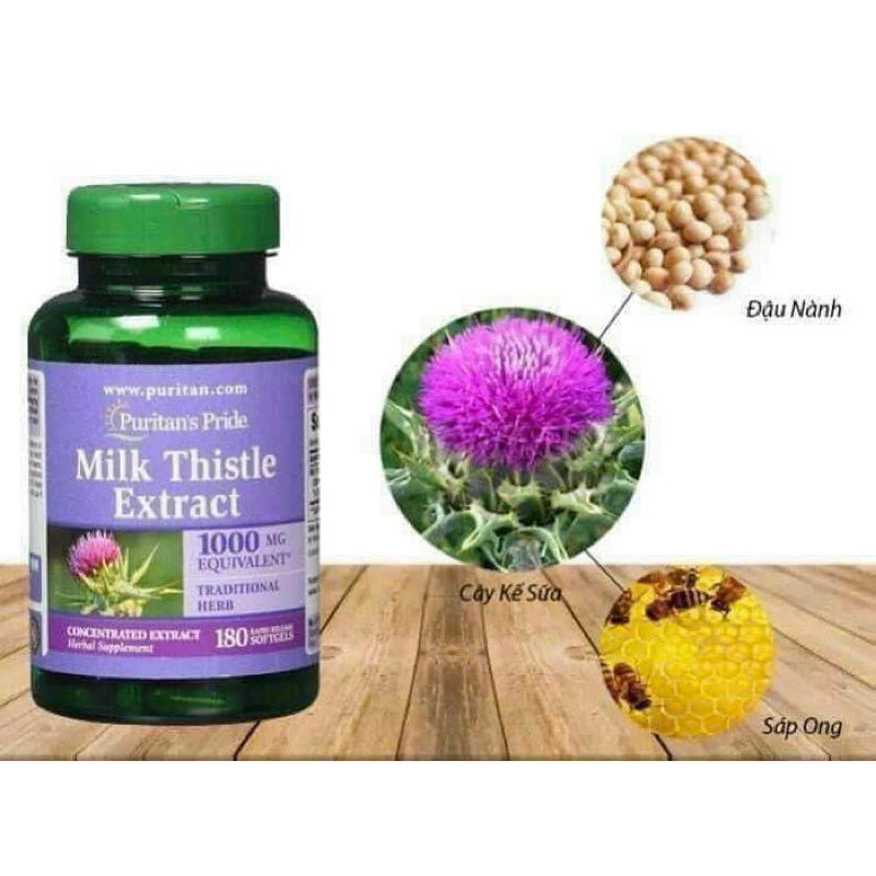 Thải tăng cường chức năng gan Milk Thistle Extract 1000mg 90-180 viên Puritan's Pride