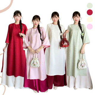 Áo Dài Tâm Ý, Áo Dài Cách Tân Mặc Tết Đơn Giản Phối Quần Váy Nhẹ Nhàng Đơn Giản, Thích Hợp Đi Lễ Tết, Chụp Ảnh