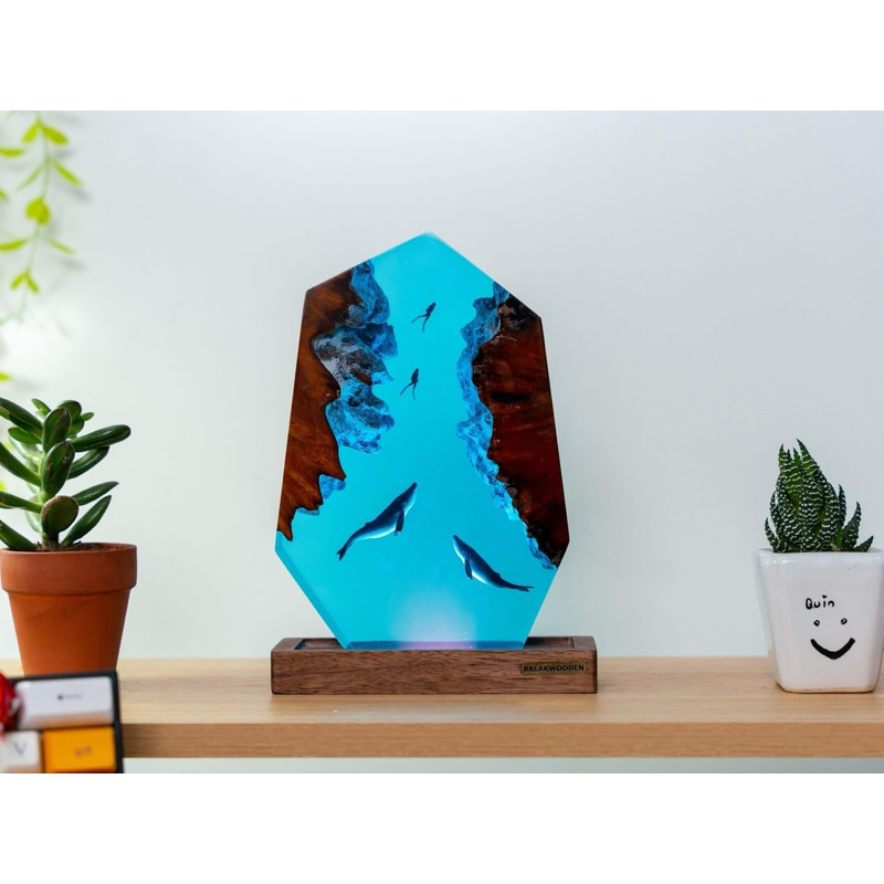 Đèn Ngủ ,Đèn bàn,Đèn trang trí ,Decor Resin Epoxy Đại Dương - Artisan Lamp Epoxy Resin