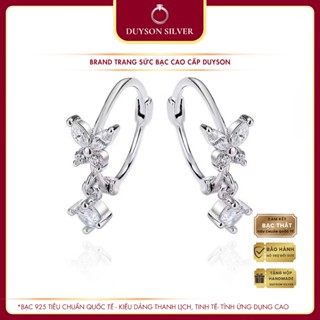 Bông tai bạc nữ Duyson Silver mẫu khuyên tai tròn dáng rơi hình hồ điệp đá đính đá dễ thương KVDDKX7