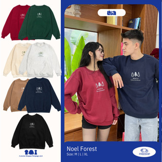 Áo Sweater Đôi Nữ Nam In Hình Noel Forest LILA  Áo Thun Nỉ Dài Tay Dáng Rộng Đồ Cặp Couple Quà Tặng