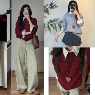 Áo len cổ tròn chất len mịn dầy form rộng kiểu trơn basic SUMIISHOP mã QC15