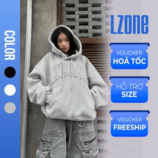 Áo hoodie Boxy đen, trắng Local Brand Lzone nam nữ form rộng dày khóa kéo vải nỉ không xù mềm mịn
