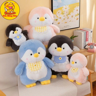 Gấu Bông Chim Cánh Cụt Đeo Yếm Chất Lông Mềm 3 Màu - Thú Bông Chim Cánh Cụt Cao Cấp