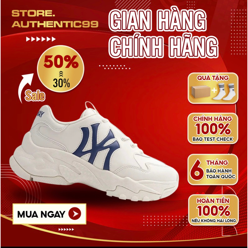 Giày_MLB Bigball Chunky New York Yankees AUTHENTIC. Giày Sneaker Độn Đế Nam Nữ Full Box