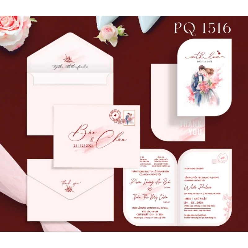 Thiệp đính hôn, thiệp cưới nhận in từ 50 thiệp