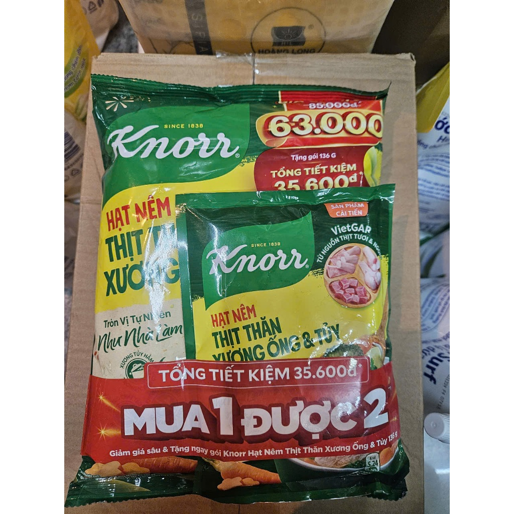 Hạt nêm Knorr gói 900g và 400g(kèm gói 136g)/ knorr 900 tặng 500g đường
