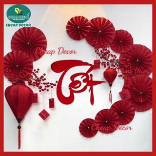 (HÀNG ĐẸP) Set decor Tết Tài Lộc với đèn lồng gấm Hội An siêu đẹp, trang trí Tết 2025