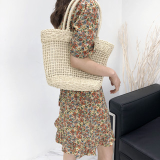 Túi Cói Đan Ô Vintage Form Cứng Cáp