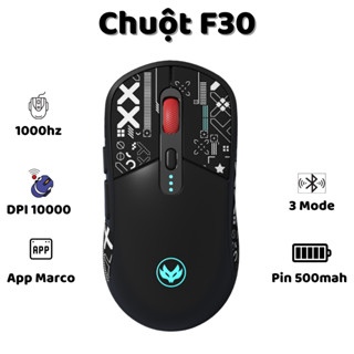 Chuột Silent Gaming Atas F30 Không dây Bluetooth - 3 MODE  - Pin sạc 500mah - Sử dụng liên tục 50h - Có app Marco