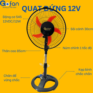 quạt 12v dc- công suất 18w-GOFAN-động cơ 545 lõi đồng-cao 85cm-cánh 30cm-lồng 35cm