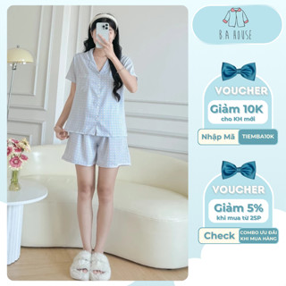  Đồ bộ ngủ pijama nữ quần ngắn áo cổ bẻ hoa nhí xinh xắn chất liệu Lụa Mango Đũi cao cấp 