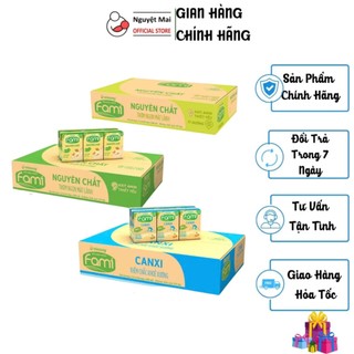  Thùng sữa đậu nành Fami Nguyên chất Canxi Đủ vị  Thùng 36 hộp x 200ml  