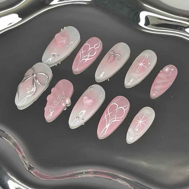 [H03] Nailbox hồng trắng thiết kế siêu xinh