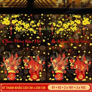 Decal tết, tranh decal tết trang trí cửa kính, tranh tết 2025, BÌNH HOA 3D SIÊU ĐẸP