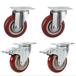 Bộ 4 bánh xe chịu tải, Bánh Xe Đẩy Hàng Đỏ mận 7,5cm - 10cm  - 12cm chịu tải 100kg-150kg - 180kg/bánh