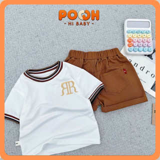 (8-27kg) SET Bộ Áo Thun 100% Cotton Thêu RR+Quần Short Kaki | Style Boy Phố Mùa Hè Mát Mẻ Cho Bé Yêu
