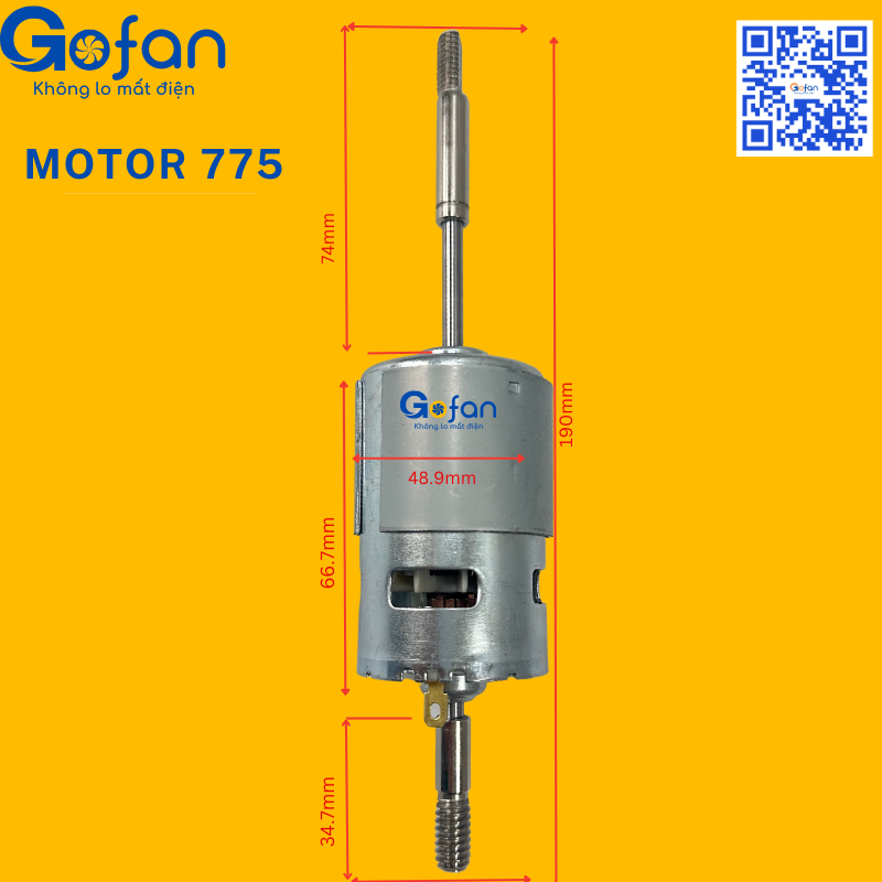 Mô tơ 775 motor 775 -12v-35w 12V-hiệu gofan-sẵn đầu nối chế quạt 12v-hàng có sẵn HCM-lõi đồng
