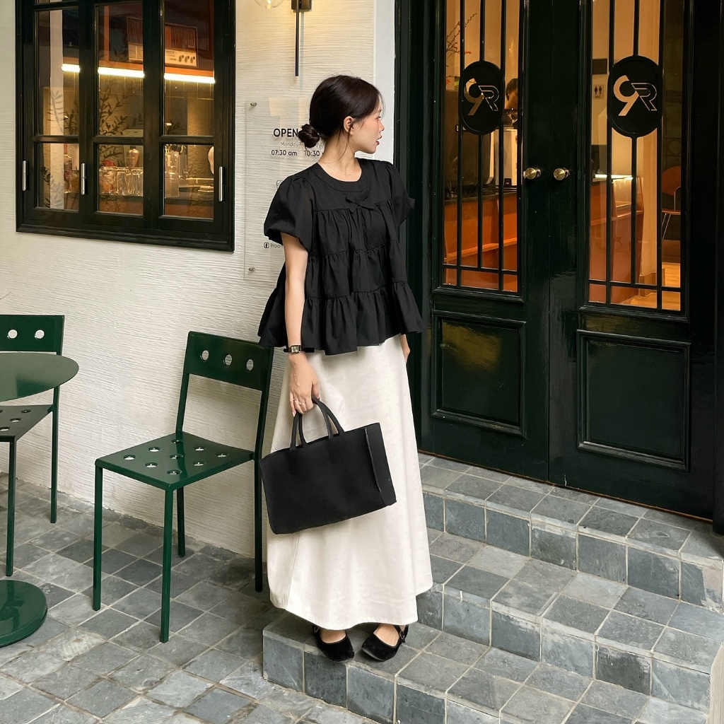 Chân váy linen dáng dài, Chân váy linen xòe xẻ sau
